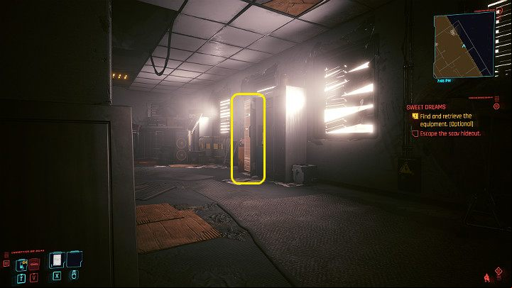 Return to the room with the computer and make sure you're ready to enter the main room - Cyberpunk 2077: Sweet Dreams - walkthrough - Exploration - Cyberpunk 2077 Guide