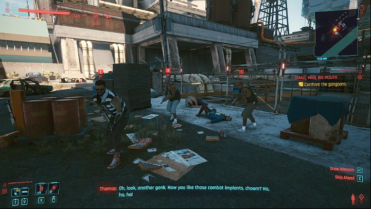 Kirk was not very lucky and fell into the hands of Valentinos - Cyberpunk 2077: Small Man, Big Mouth - walkthrough - Exploration - Cyberpunk 2077 Guide