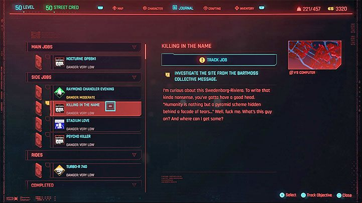 How to start the quest: This mission should be unlocked automatically some time after completing the A Like Supreme side job, one of the Kerry Eurodyne's storyline side jobs - Cyberpunk 2077: Killing in the Name - walkthrough - Exploration - Cyberpunk 2077 Guide
