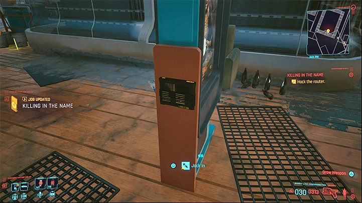 Examine the side of the bot to find the last router - Cyberpunk 2077: Killing in the Name - walkthrough - Exploration - Cyberpunk 2077 Guide