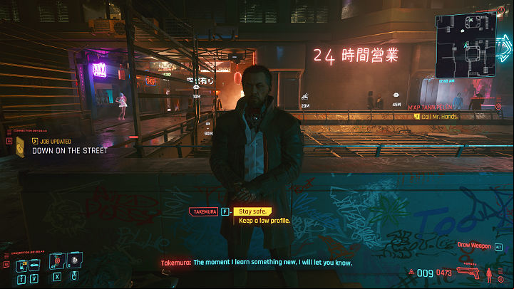 Go out of Wakako and talk to Takemura - Cyberpunk 2077: Down on the Street walkthrough - Act 2 - Cyberpunk 2077 Guide