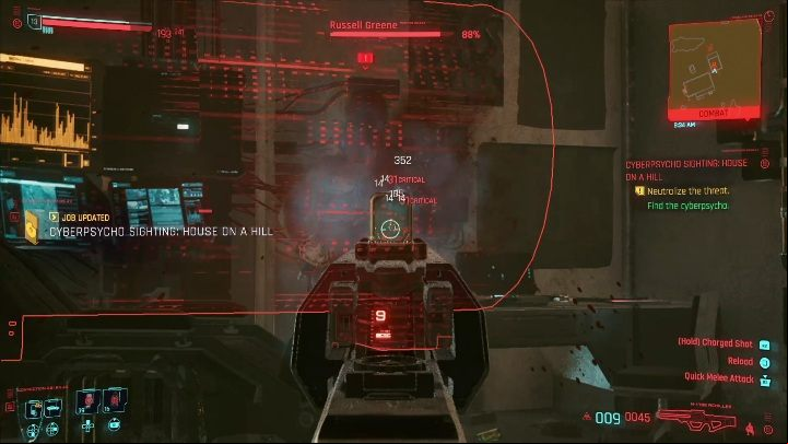 This opponent is difficult to attack with a stealth takedown - Cyberpunk 2077: House on a Hill - cyberpsycho sighting walkthrough - Cyberpsycho Sighting - mini-bosses - Cyberpunk 2077 Guide