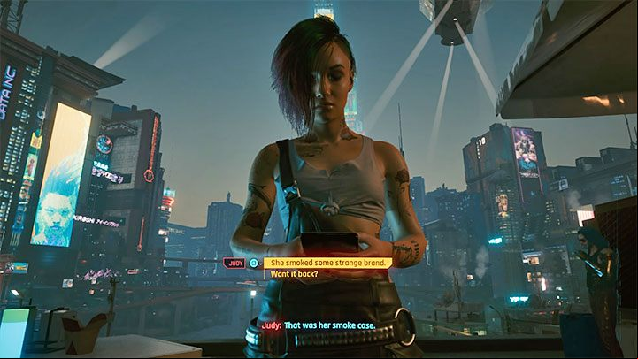 The action will move to the roof, where you will have another conversation with Judy - Cyberpunk 2077: Both Sides, Now - walkthrough - Storyline quests - Cyberpunk 2077 Guide