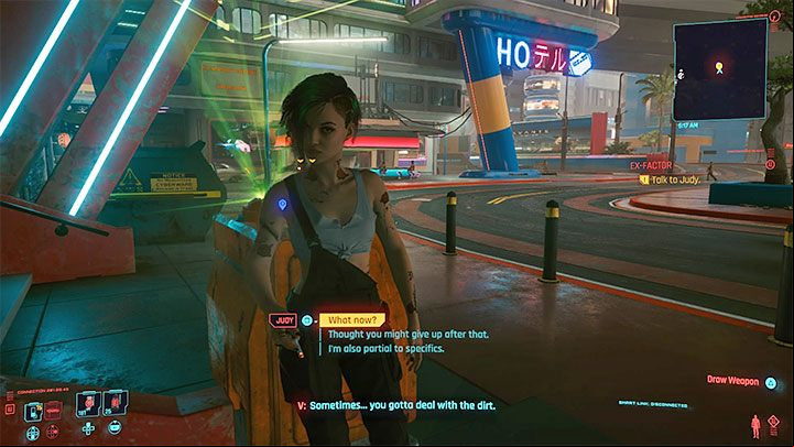 In order to complete the quest, you have to return to the first floor by using the elevator and leave the megabuilding - Cyberpunk 2077: Ex-Factor walkthrough - Storyline quests - Cyberpunk 2077 Guide