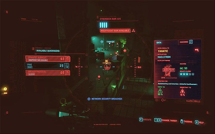 Lack of required amount of RAM may prevent performing more advanced hacks ( example of this type of message in the picture) - Cyberpunk 2077: How to increase Cyberdeck RAM amount? - V - main character - Cyberpunk 2077 Guide