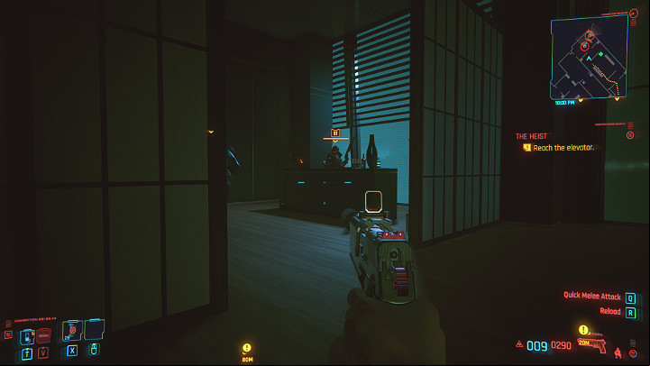 Two more bodyguards are stationed in the next room - Cyberpunk 2077: The Heist walkthrough - Act 1 - Cyberpunk 2077 Guide