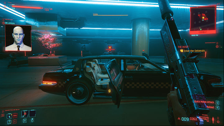 The garage is tightly guarded so you will not get into the vehicle unnoticed - Cyberpunk 2077: The Heist walkthrough - Act 1 - Cyberpunk 2077 Guide