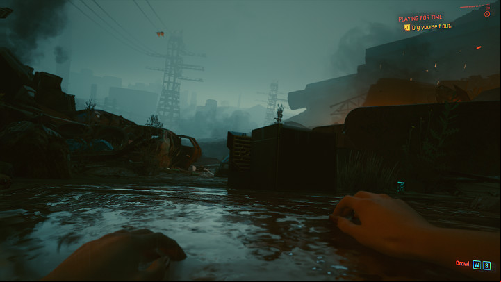 V will wake up at the city's garbage dump - Cyberpunk 2077: Playing for Time walkthrough - Act 2 - Cyberpunk 2077 Guide
