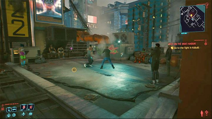 The arena is shown in the attached picture - Cyberpunk 2077: How to beat The Kabuki Twins / champions? - Bosses - Cyberpunk 2077 Guide