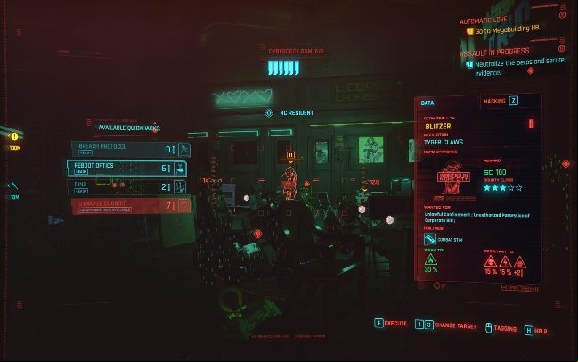 Before starting a fight, you can perform a small reconnaissance, which will help you in fighting opponents - Cyberpunk 2077: Combat and stealth - Basics - Cyberpunk 2077 Guide