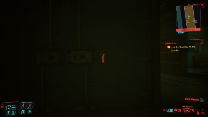 The tagged opponent is visible even through walls and all other elements of the environment - Cyberpunk 2077: Quick scanning - Basics - Cyberpunk 2077 Guide