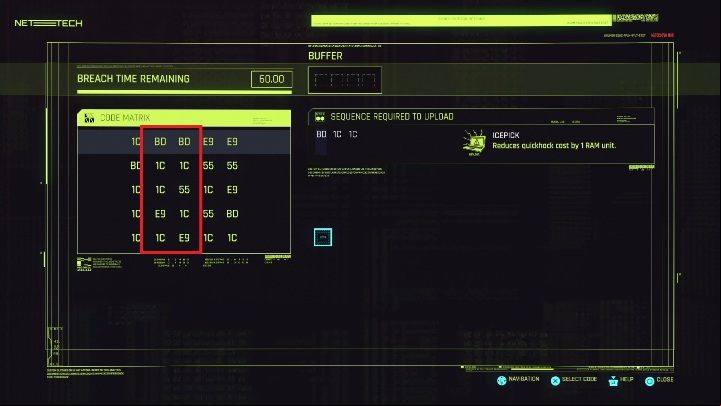 Your task is to find such a BD symbol, which is in the same column as 1C - Cyberpunk 2077: Hacking Guide - Basics - Cyberpunk 2077 Guide