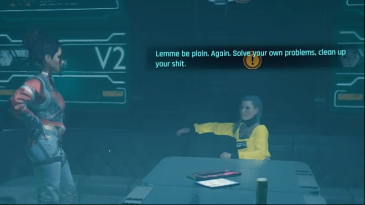 Background Chats- This setting displays the subtitles for background conversations - an example is shown in the attached picture - Cyberpunk 2077: Cluttered HUD/interface - what to turn off? - Appendix - Cyberpunk 2077 Guide