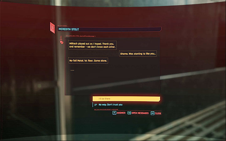 Meredith will propose a meeting at the motel, which you have to agree to for the purpose of the affair - Cyberpunk 2077: Meredith Stout - romances/sex - Romances - Cyberpunk 2077 Guide