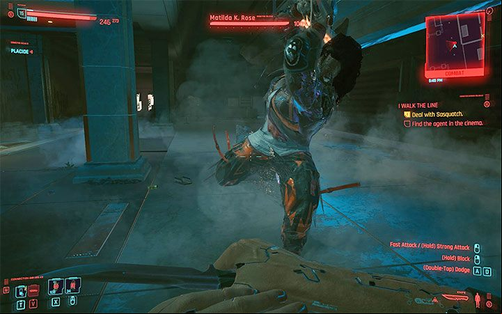 Sasquatch has advanced cyberware and one of the most frequently used by her lets the boss sprint towards V - Cyberpunk 2077: How to beat Sasquatch? - Bosses - Cyberpunk 2077 Guide