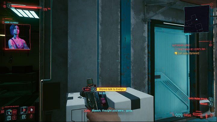 You can start the task with an optional conversation with Judy - Cyberpunk 2077: Automatic Love walkthrough - Act 2 - Cyberpunk 2077 Guide