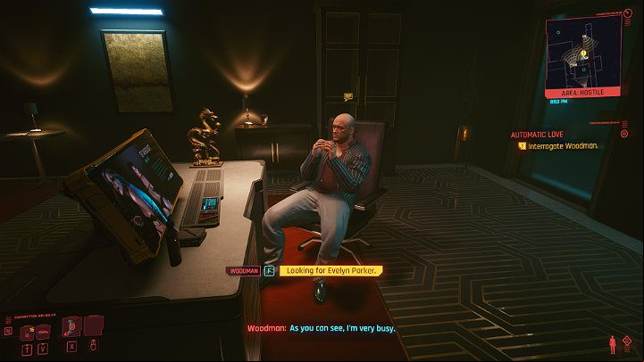 The conversation with Woodman has many scenarios and can end in two ways: peacefully or brutally - Cyberpunk 2077: Automatic Love walkthrough - Act 2 - Cyberpunk 2077 Guide