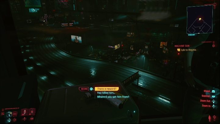 After 48 hours (you can skip time) Skippy will suddenly its original owner - Cyberpunk 2077: Machine Gun walkthrough - Exploration - Cyberpunk 2077 Guide
