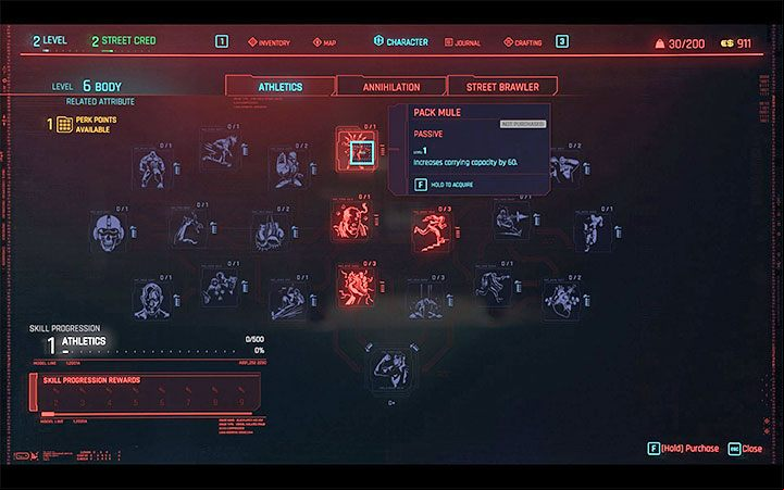 The default capacity limit is 200 units (see top right corner of the screen) - Cyberpunk 2077: How to increase weight capacity? - V - main character - Cyberpunk 2077 Guide