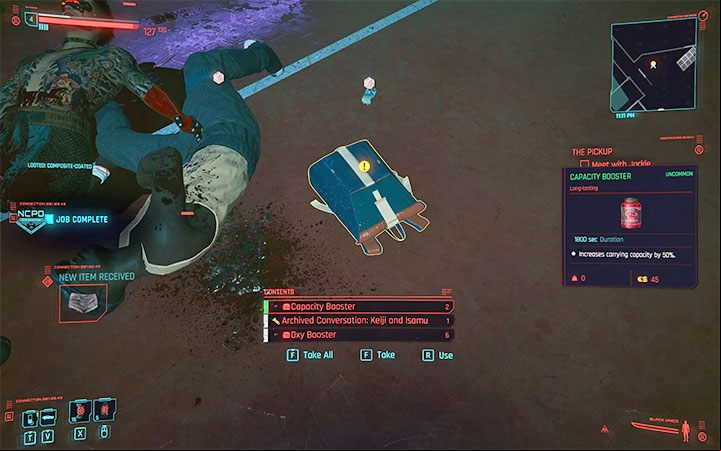 Another way to temporarily increase the capacity limit is to use the Capacity Booster - Cyberpunk 2077: How to increase weight capacity? - V - main character - Cyberpunk 2077 Guide