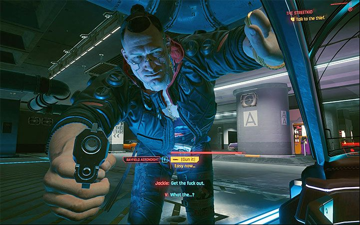 Approach the vehicle from the driver's door and press the button to break their electronic lock - Cyberpunk 2077: The Streetkid walkthrough - Streetkid life path quest - Life path quests - Cyberpunk 2077 Guide