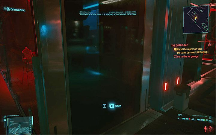 In addition to the new main objectives, you will also receive an optional goal to visit V's office - Cyberpunk 2077: The Corpo-Rat walkthrough - Corp life path quest - Life path quests - Cyberpunk 2077 Guide
