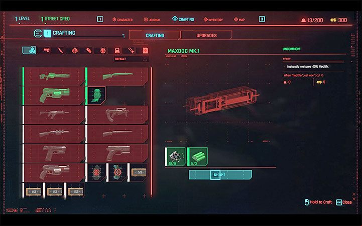 You start Cyberpunk 2077 with a dozen or so schematics for crafting items - Cyberpunk 2077: Where to get Crafting specs? - V - main character - Cyberpunk 2077 Guide