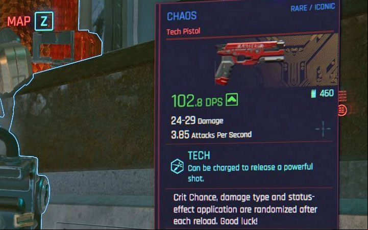 Crafting specs for iconic items (such as iconic weapons - an example in the picture) are acquired in a different way - Cyberpunk 2077: Where to get Crafting specs? - V - main character - Cyberpunk 2077 Guide
