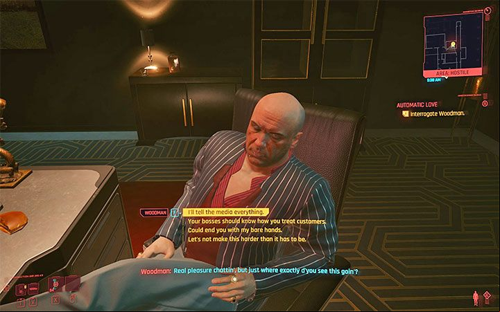 Confrontation with Woodman is not mandatory, although it is more probable than a peaceful solution - Cyberpunk 2077: How to beat Woodman? - Bosses - Cyberpunk 2077 Guide