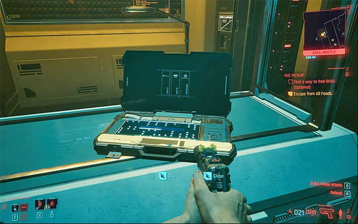 Look for Brick's laptop, with which you can interact - Cyberpunk 2077: How to free Brick? - Puzzle solutions - Cyberpunk 2077 Guide
