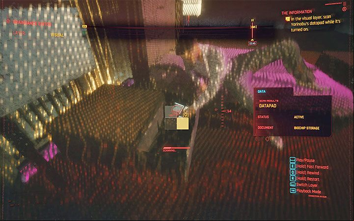 Your new main goal is to scan the datapad in the visual layer - the opportunity appears around 2:45 when Yorinobu puts it down to the bedside table - Cyberpunk 2077: Where is the relic second Braindance? - Puzzle solutions - Cyberpunk 2077 Guide