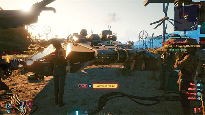After arriving at the camp, reach the place where the finished Panzer tank - the Basilisk- is located - Cyberpunk 2077: Queen of the Highway (Panam) - a guide, walkthrough - Storyline quests - Cyberpunk 2077 Guide