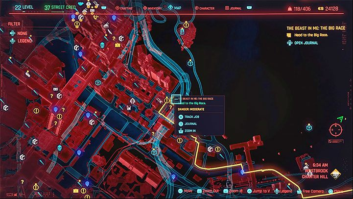 After completing three qualifying races you have to wait a full day - Cyberpunk 2077: The Beast In Me walkthrough - Exploration - Cyberpunk 2077 Guide