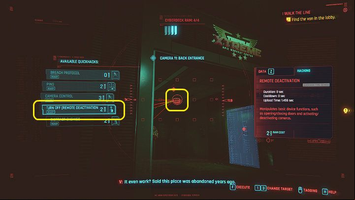 In the next room you will find a guard and a camera - Cyberpunk 2077: I Walk the Line walkthrough - Act 2 - Cyberpunk 2077 Guide