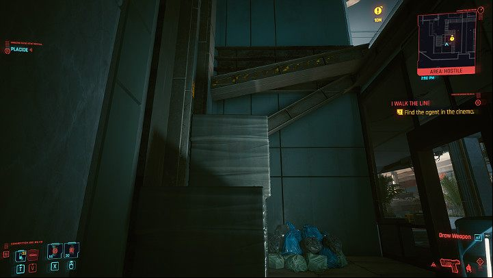 Before you jump up, be aware of the two opponents you will encounter - Cyberpunk 2077: I Walk the Line walkthrough - Act 2 - Cyberpunk 2077 Guide
