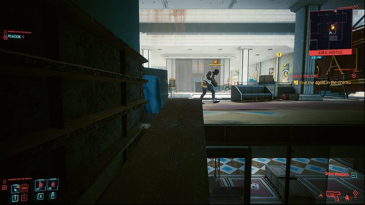 Hide and then eliminate the closer opponent while the other one is looking in another direction - Cyberpunk 2077: I Walk the Line walkthrough - Act 2 - Cyberpunk 2077 Guide