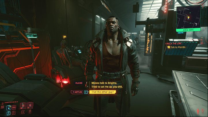 If you took the side of the Voodoo Boys, Placide will of course deny that they tried to dispose of V and blame the NetWatch agent - Cyberpunk 2077: I Walk the Line walkthrough - Act 2 - Cyberpunk 2077 Guide