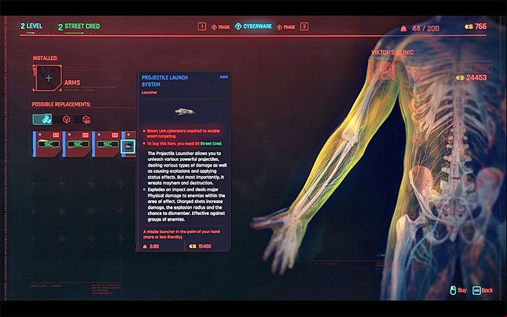 The cyberware for Smart weapons can be modified - these modifications can be found in the game world or bought with credits - Cyberpunk 2077: How to use smart weapons? - Cyberware - Cyberpunk 2077 Guide