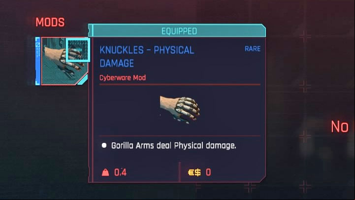 Gorilla Arms can be improved by installing mods in them - Cyberpunk 2077: How to unlock Gorilla Arms? - Cyberware - Cyberpunk 2077 Guide