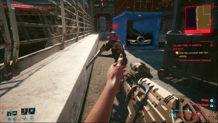 Walkthrough: your task is to get into the blue container where the car is kept - Cyberpunk 2077: Agent Saboteur, Watson - gigs walkthrough, list - Watson - Cyberpunk 2077 Guide