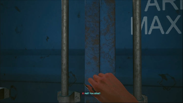 Finally, go downstairs and open the blue container - Cyberpunk 2077: SOS: Merc Needed, Watson - gigs walkthrough, list - Watson - Cyberpunk 2077 Guide