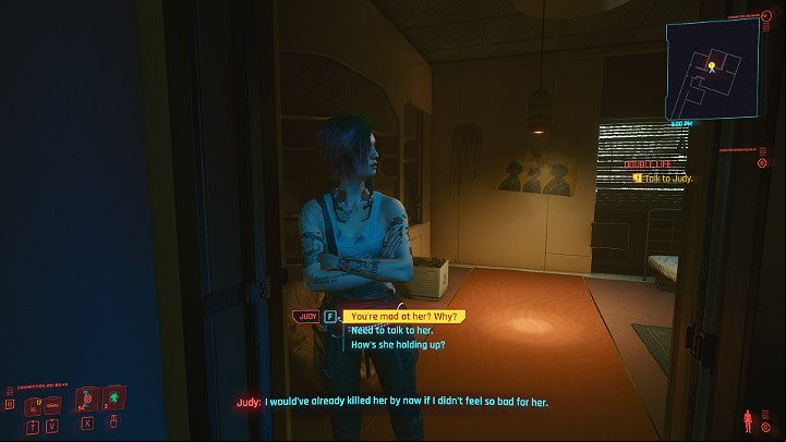 Talk to Johhny, and then go inside the building to talk to Judy - Cyberpunk 2077: Double Life walkthrough - Act 2 - Cyberpunk 2077 Guide