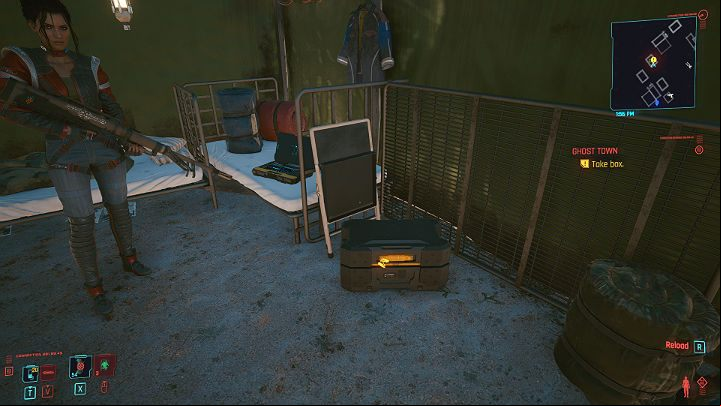 Follow Panama to the tent and take a box with additional equipment, then go back to the car with Nomadka, load the equipment into the trunk and take a enger seat - Cyberpunk 2077: Ghost Town walkthrough - Act 2 - Cyberpunk 2077 Guide