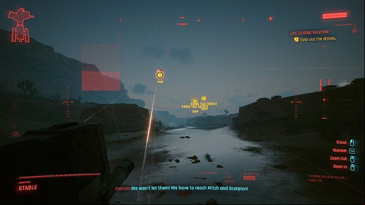 On the way you will be attacked by a drone cloud - Cyberpunk 2077: Life During Wartime walkthrough - Act 2 - Cyberpunk 2077 Guide