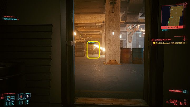 Two guards are inside, but you can easily them by - Cyberpunk 2077: Life During Wartime walkthrough - Act 2 - Cyberpunk 2077 Guide
