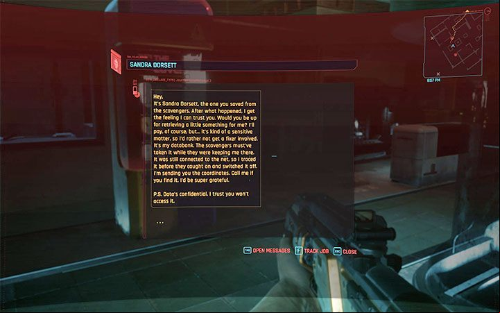 How to start the quest: As a reminder, Sandra Dorsett is the woman that V and Jackie rescued during one of their first main quest - The Rescue - Cyberpunk 2077: Full Disclosure - walkthrough - Exploration - Cyberpunk 2077 Guide