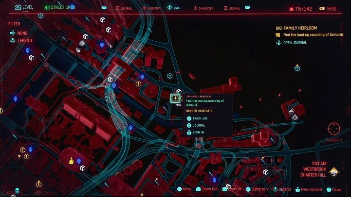 Location: South of Westbrook, Charter Hill - Cyberpunk 2077: Search & Recover, Westbrook - gigs, walkthrough, map - Westbrook - Cyberpunk 2077 Guide