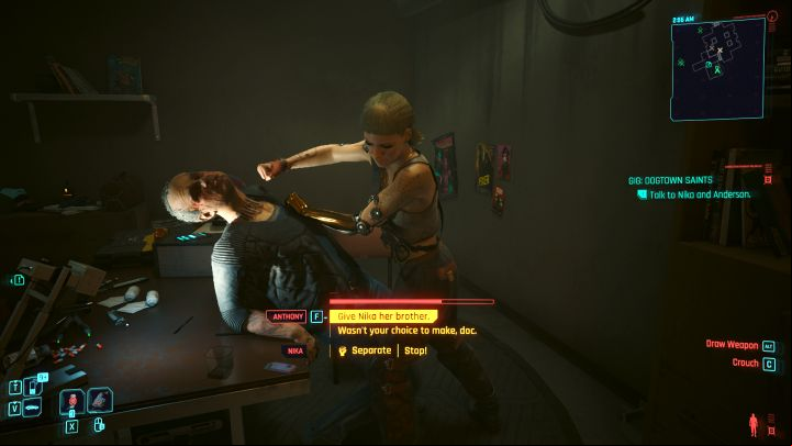 Anderson's office is in one of the rooms in the basement, and save your game before going inside, because there is a choice in front of you - Cyberpunk Phantom Liberty: Gig Dogtown Saints - walkthrough - Gigs - Cyberpunk 2077 Guide