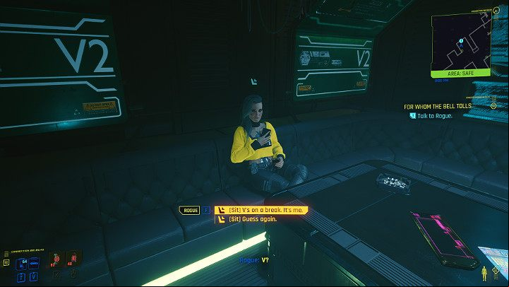 If you choose to work with Rogue and give Johnny control, after a short while you will appear in Afterlife - Cyberpunk 2077: For Whom the Bell Tolls - walkthrough - Act 3 - Cyberpunk 2077 Guide