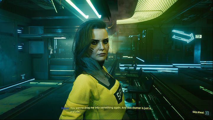 At some point, Rogue will get up and announce the club's closed so she can talk to Johnny without witnesses - Cyberpunk 2077: For Whom the Bell Tolls - walkthrough - Act 3 - Cyberpunk 2077 Guide